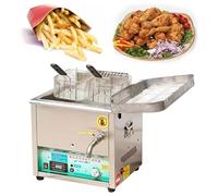 Friteuse à gaz double cylindre en acier inoxydable GPL avec puissance de feu réglable, paniers et couvercles inclus pour un usage domestique et commercial