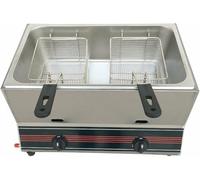 Friteuse à gaz, double réservoir en acier inoxydable avec 2 paniers, réglage manuel de la température pour une utilisation commerciale et domestique