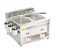 Friteuse à Gaz Dual Zone, Friteuse Commerciale en Acier Inoxydable avec 2 Paniers à Friture, Réglage Manuel de la Température Facile à Nettoyer, pour Frire des Aliments Cuisiner