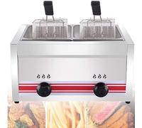 Friteuse à Gaz En Acier Inoxydable GPL, Friteuse Professionnelle Commerciale Avec Paniers Et Couvercles De Friteuse, Pour La Cuisine à Domicile De Restaurant Commercial,Doublecylinder10L+10L