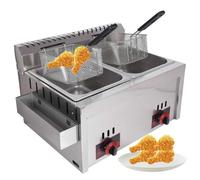 Friteuse à gaz en acier inoxydable GPL - Grande capacité, puissance de feu réglable pour frites, beignets, poissons - Facile à nettoyer - Qualité commerciale avec paniers et couvercles