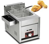 Friteuse à gaz en acier inoxydable, machine à frire commerciale avec paniers et couvercles, puissance de feu réglable autonome pour frites, beignets et poissons