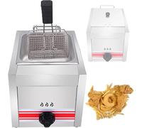 Friteuse à Gaz Extérieure, Friteuse Commerciale à Double Brûleur, Friteuse De Cuisine à Double Réservoir en Acier Inoxydable De Comptoir 10l / 20l avec Paniers Amovibles Et Cou, 10l