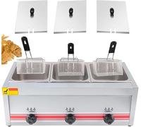 Friteuse à Gaz Extérieure, Friteuse Commerciale à Double Brûleur, Friteuse De Cuisine à Double Réservoir en Acier Inoxydable De Comptoir 10l / 20l avec Paniers Amovibles Et Cou, 30l