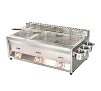 Friteuse à gaz GPL de grande capacité en acier inoxydable - Flamme réglable, avec paniers et couvercles - Facile à nettoyer, idéale pour un usage domestique et commercial