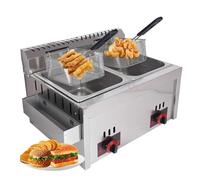 Friteuse à gaz GPL en acier inoxydable, 10 x 2 L, grande capacité, pour usage domestique et commercial, pour poulet frit, frites, ailes
