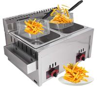 Friteuse à gaz GPL en acier inoxydable avec puissance de feu réglable - Idéale pour un usage domestique et commercial - Comprend des paniers et des couvercles - Facile à nettoyer