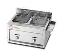 Friteuse à gaz GPL en acier inoxydable - Flamme réglable avec paniers et couvercles - Idéale pour la cuisson domestique et commerciale de frites, beignets, poissons - Facile à nettoyer