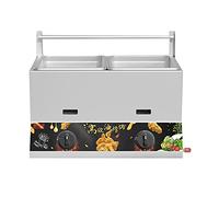Friteuse à gaz, grande capacité, en acier inoxydable, pour usage domestique et professionnel, puissance réglable, avec paniers et couvercles, pour frites, beignets et poisson, modèle à un cylindre +