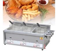 Friteuse A Gaz, Grande Friteuse avec Panier, Friteuse Professionnelle avec Cuve D'assaisonnement, pour Cuisine/Restaurant/Restaurant de Restauration Rapide,18L*1+8L*1