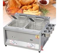 Friteuse A Gaz, Grande Friteuse avec Panier, Friteuse Professionnelle avec Cuve D'assaisonnement, pour Cuisine/Restaurant/Restaurant de Restauration Rapide,8L*2