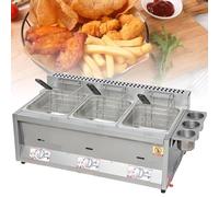 Friteuse A Gaz, Grande Friteuse avec Panier, Friteuse Professionnelle avec Cuve D'assaisonnement, pour Cuisine/Restaurant/Restaurant de Restauration Rapide,8L*3