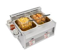 Friteuse à Gaz Professionnelle Double Cuve 2 x 6 L, Inox 430