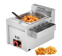 Friteuse a Gaz Professionnelle,Friteuse a Gaz Inox avec Paniers 8L | Temperature Reglable de 50 a 200 °C, Panier a Friture Renforce, Chauffage Rapide,pour Restaurant, Snack et Maison