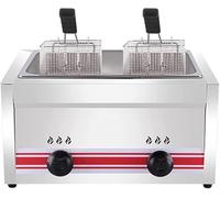 Friteuse à Gaz Professionnelle, Friteuse Commerciale en Acier Inoxydable avec Paniers Et Couvercles De Friteuse, pour La Cuisine à Domicile du Restaurant Commercial, Singlecylinder20l