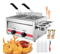Friteuse à gaz professionnelle, friteuse de comptoir pour restaurant commercial, friteuse à gaz monocylindre/double cylindre amovible et lavable, pour restaurants, supermarchés, snack-bars, 20 L