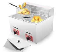 Friteuse À Gaz Professionnelle, Friteuse De Table En Acier Inoxydable Pour Restaurants, Cuisinière Extérieure, Idéale Pour Le Poulet Et Le Poisson Frits, Conception À Double Cylindre, Friteuse À Cyli