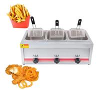 Friteuse à gaz professionnelle GPL, friteuse commerciale, friteuse à gaz commerciale multifonction, grande capacité, puissance de feu réglable 400 W, nettoyage facile,Triplecylinder10L+10L+10L