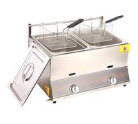 Friteuse à gaz professionnelle, grande capacité de 6/12 L, avec panier et couvercle, pour restaurant, cuisine, double (double