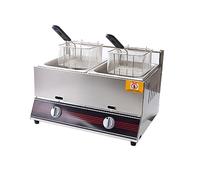 Friteuse à Gaz Professionnelle Grande Capacité - Friteuse sur Table INOX 10L/20L avec Panier et Flamme Réglable, pour Restaurant, Étal de Restauration, Service de Traiteur