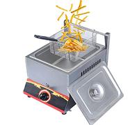 Friteuse à gaz professionnelle multifonction en acier inoxydable avec paniers amovibles et couvercle, puissance de feu réglable pour frites, beignets et poissons