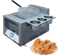 Friteuse à Gaz Profonde Professionnelle, Friteuse à Gaz Propane Gpl avec Panier Frit Et Couvercle De Couvercle pour Restaurant Cuisine à Domicile Cuisson des Aliments, 6l+1*Fried Basket