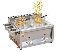 Friteuse à graisse profonde en acier inoxydable avec panier amovible, contrôle de la température autonome, réservoir unique de gaz naturel