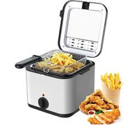 Friteuse à Huile, 2.5L, 1000W, Acier Inoxydable, Fenêtre de Visualisation, Plage De Température 80-190 ℃, Facile à Nettoyer, Pièces