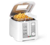 Friteuse à huile 2.5L,Friteuse à huile 1650W Blanc, Antiadhésif, Thermostat, Fenêtre, Anti-éclaboussures, Filtre odeurs,sans BPA