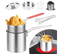 Friteuse à Huile Mini Friteuse Mit öL 1 Personne En 304 Acier Inoxydable Friteuse éLectrique Avec Couvercle Et Passoire Friteuse Avec Panier Et PoignéE Amovible Petite Friteuse à Economie