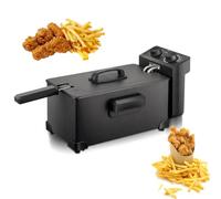 Friteuse à huile profonde 3L 2000W, friteuse électrique en acier inoxydable avec panier, couvercle et fenêtre de visualisation, contrôle de température réglable pour frites et poulet