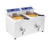 Royal Catering Double Friteuse à Induction Electrique Professionnelle RCIF-10DB (2x10L, 2x 3.500W, 60-190°C, avec robinet de vidange, avec minuterie)