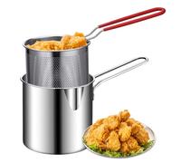 Friteuse à poisson avec panier 2 pièces/lot de 2 poêles à friteuses en acier inoxydable avec poignée de 1,2 L non revêtue miroir brossé pour frites et poissons