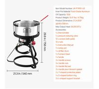 Friteuse à Poisson et Ailes 9,35 L-VEVOR-Friteuse Extérieure pour Fruits de mer avec Thermomètre-pour Cour Camping