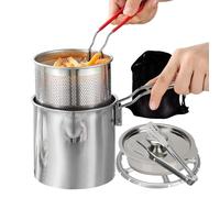 Friteuse à Poser, 7 Pièces Casserole en Acier Inoxydable, Petite Friteuse 1.2L avec Panier pour la Maison, Pour Cuisiner Poisson et Poulet en Cuisine Camping Pique-Nique Fêtes