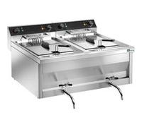 Friteuse à Poser Electrique en Inox avec Robinet de Vidange 2 x 12 L