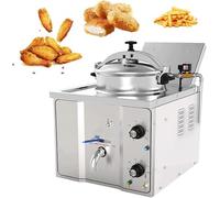 Friteuse à Pression Électrique Commerciale 16L, Appareil de Comptoir en Acier Inoxydable 304 avec Minuterie et Température Réglables pour Restaurant, Snack, Poulet, Poisson, Frites