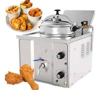 Friteuse à Pression éLectrique Professionnelle 16 L, RéChaud éLectrique pour Poulet Frit, Friteuse à Pression de Comptoir en Acier Inoxydable 3 Kw, Friteuse Professionnelle de Table pour Restaurant