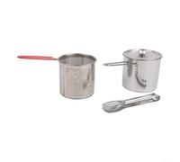 Friteuse avec corps en acier inoxydable et passoire en maille fine pour un filtrage efficace de l'huile, conçue pour frire des collations et chauffer les aliments sans éclaboussures