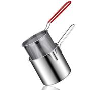 Friteuse avec panier 2 pièces/ensemble 1, 2 L en acier inoxydable avec poignée, poêle à frites non revêtue polie miroir brossée pour frites, poisson, poulet, friteuse
