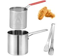 Friteuse avec panier en acier inoxydable 304 avec panier de 1200 ml, mini friteuse à huile avec poignée, multifonction, petite poêle à frire pour tempura, poisson, poulet (B)