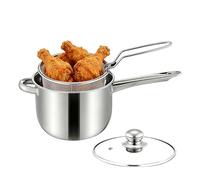 Friteuse avec panier - Friteuse portable de 38 cm | Cuisson en acier inoxydable - Casserole en acier inoxydable pour frire le poisson, , la maison, la cuisine, le camping, utilisation