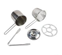 Friteuse avec panier perforé et poignée en bois pour cuire des nouilles, chauffer le lait et préparer les légumes sur les cuisinières à induction ou halogènes (C)