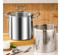 Friteuse avec panier, poêle à frire en acier inoxydable de 3,5 L avec filtre anti-adhésif, pour frites, ailes de poulet, rondelles d'oignon, cuisine