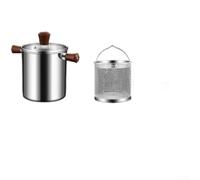 Friteuse avec poignée en noyer - Corps en acier inoxydable 304 avec panier de drainage d'huile - Fond antidérapant pour une utilisation sûre sur les plaques de cuisson à gaz et à induction - 1 5 L 2 0