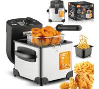 Friteuse avec température réglable et caractéristiques de sécurité, comprend un panier à frire et un couvercle pour un nettoyage facile, idéale pour la cuisson des frites, des frites et des beignets