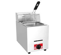 Friteuse Commerciale 10 L Friteuse en Acier Inoxydable épais avec Panier, friteuse à gaz à cuve Unique, Puissance réglable, Facile à Nettoyer pour Les Cuisines de Restaurant