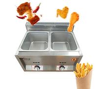 Friteuse commerciale 12 litres double réservoir en acier inoxydable haute capacité Comptoir à gaz professionnel de cuisine Machine à frire pour frites restaurants Supermarchés Stands de rest