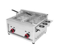 Friteuse commerciale 12L / 3.2Gal Gaz Comptoir En Acier Inoxydable Gaz Extérieur LPG Gaz Chips De Poulet Avec Deux Paniers Pour Restaurants À La Maison Frites