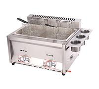 Friteuse commerciale 16L double réservoirs de gaz, en acier inoxydable haute capacité Comptoir à gaz professionnel de cuisine Friteuse pour friture ? Restaurants Supermarchés Stands de resta
